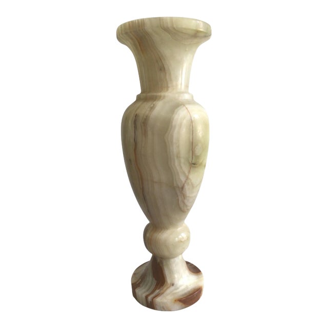 1960s Carved Onyx Urn Vase For Sale