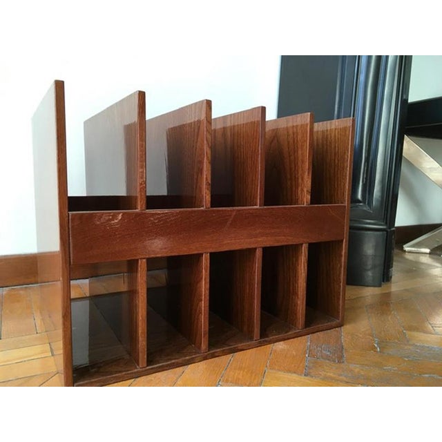 Mid-Century Modern Magazine Rack in Walnut, Italy For Sale - Image 5 of 15