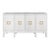 Matthew Izzo Home Effie White Linen Four Door Buffet With Square Brass Handles and Glass Top For Sale