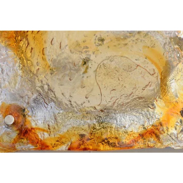 1970s Murano Mazzega Square Glass Sconces Set of 6 Amber, Orange, Clear and Chrome For Sale - Image 5 of 7