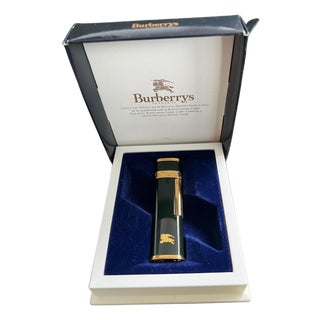 Vintage Burberry Cufflinks, 4 Piece Set in Original Case, "Circa 1990s" For Sale