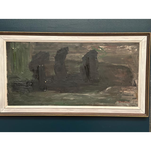 Jonne Bergström, Dark Abstract, 1950s, Oil on Canvas, Framed For Sale - Image 17 of 17