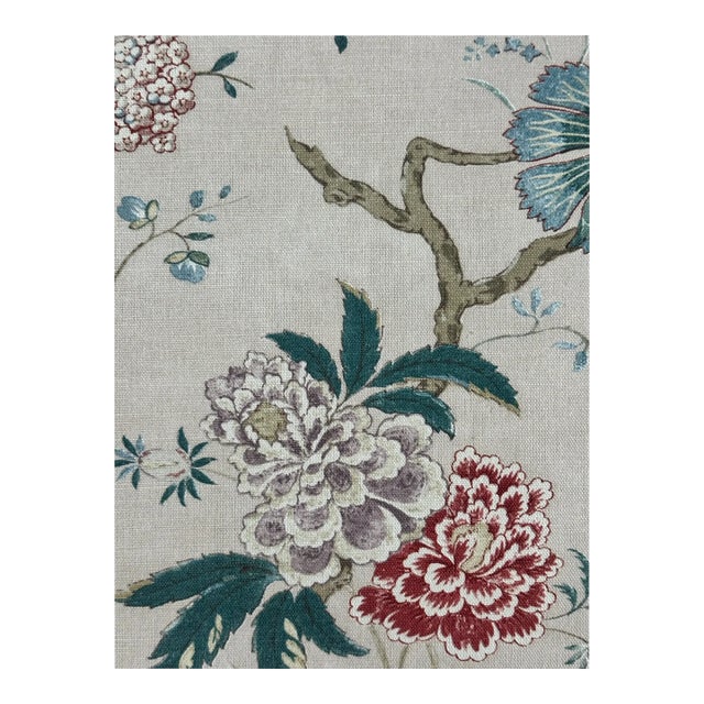 G P & J Baker Oriental Bird Signature Fabric 3 3/8 Yards For Sale