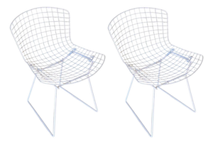 White Wire Side Chair Atributed to Harry Bertoia for Knoll, Pair Circa 1952