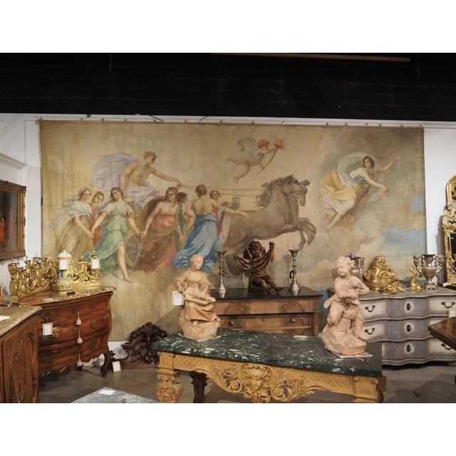 Circa 1875 French Toile Peinte Depicting the Triumph of Aurora, Length – 195 In. For Sale - Image 4 of 16