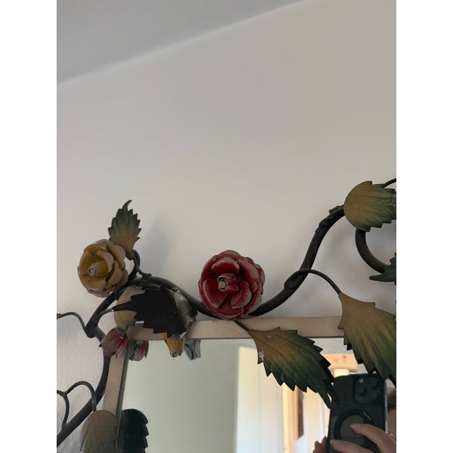 Vintage Floral Metal Wall Mirror With Sculptural Vine Frame For Sale In Seattle - Image 6 of 6