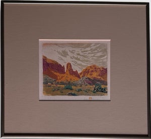 1930s Gustave Baumann Signed Southwest Color Woodcut "Malapai" Framed Art