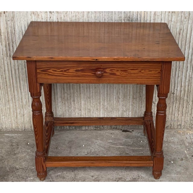 Farmhouse Spanish Pine Farmhouse Side Table With Drawer For Sale - Image 3 of 7