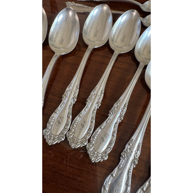 Antique Holmes & Edwards Silverplate Spoons,,Nassau/Fleur-De-Lis Pattern, Mono S Ornate 11 Pcs For Sale - Image 13 of 15
