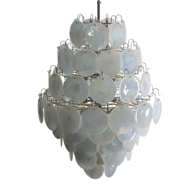 Italian Iridescent Murano Glass Disc Chandelier from Justfurnituress For Sale - Image 6 of 17