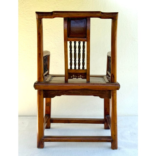 Mid 19th Century Mid 19th Century Antique Chinese Elm Wood Vintage Chinese Side Chair- With a Warm Golden Glow! For Sale - Image 5 of 12