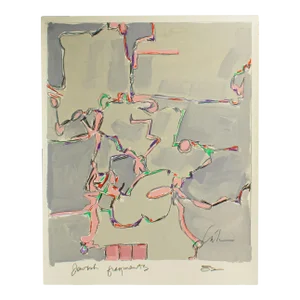 1982 “Jewish Fragments” Abstract Mixed Media Painting by Harry Hilson