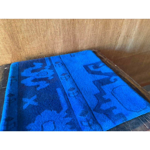 Blue Vintage Turkish Wool Tribal Pillow For Sale - Image 8 of 13