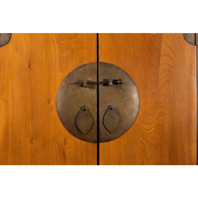 19th Century Chinese Qing Dynasty Carved Apron & Bronze Hardware Cabinet For Sale - Image 11 of 13