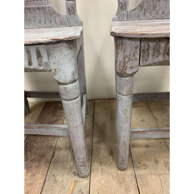 Gray Swedish Painted Folk Chairs, 1900s, Set of 3 For Sale - Image 8 of 18