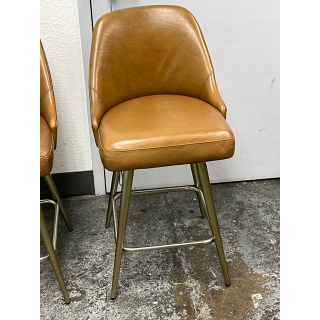 West Elm Mid Century Swivel Counter Stools, Pair For Sale - Image 9 of 12