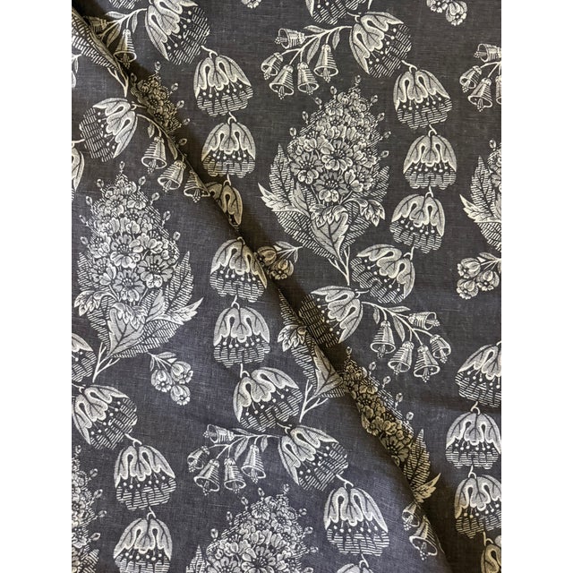 Textile Rose Cumming’s Bellflower 100% Linen Fabric in Walnut 5 5/8 Yards For Sale - Image 7 of 8