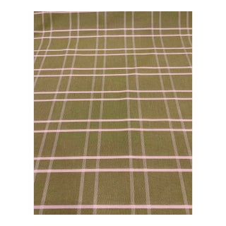 Chaddock Transitional Green and Cream Plaid Linen F7226 Designer Fabric - 20 Yards For Sale