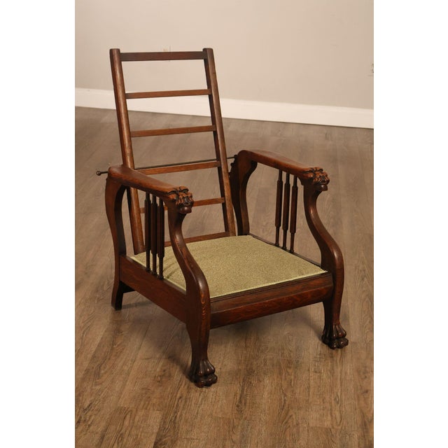 Antique Victorian Oak Morris Reclining Chair For Sale In Philadelphia - Image 6 of 18