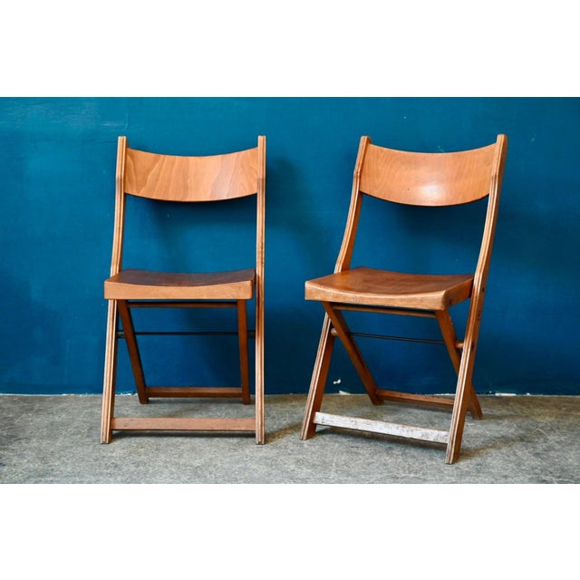 Vintage Wooden Folding Chairs, 1950s, Set of 2 For Sale - Image 10 of 10