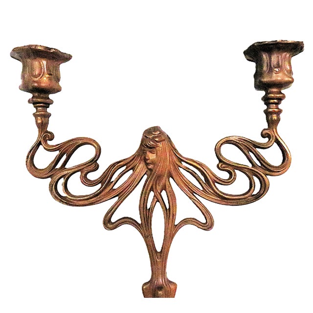 FREE SHIPPING ANYWHERE IN THE CONTINENTAL US! This is a set of antique cast-iron candelabra with a copper finish. Early...