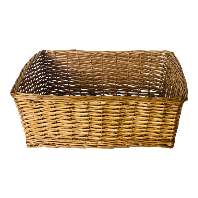 Antique French Country Large Wicker Basket For Sale