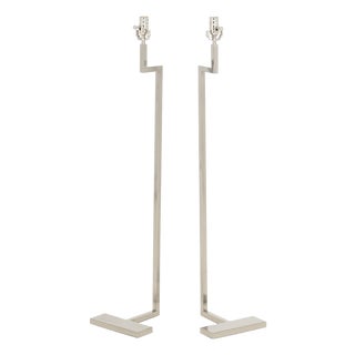 Cedric Hartman Style Chrome Floor Lamps, Pair For Sale