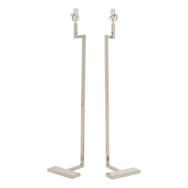 Cedric Hartman Style Chrome Floor Lamps, Pair For Sale
