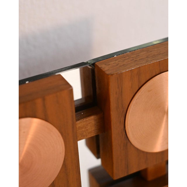 Brown Swedish Mirror by Lars-Göran Nilsson for Glas and Trä Hovmantorp, 1970s For Sale - Image 8 of 11