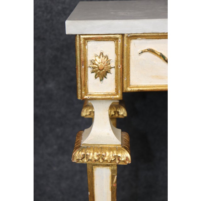 Italian Louis XVI Style Parcel Gilt Marble Top Console Table For Sale - Image 14 of 14