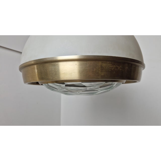 Brass-Plated Aluminum Chandelier with Diamond-Shaped Glass Lampshade by Pia Guidetti Crippa for Lumi, 1970s For Sale - Image 9 of 13