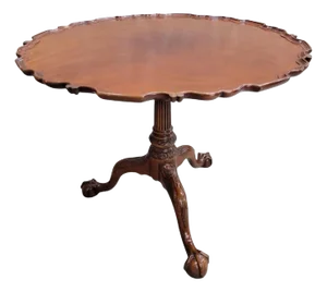 Vintage Kindel Furniture Co. Chippendale Style Mahogany Pie Crust Tilt Top Table