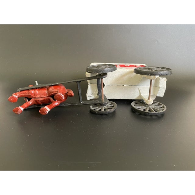 Metal Vintage Cast Iron Horse Drawn Ice Wagon Toy For Sale - Image 7 of 12