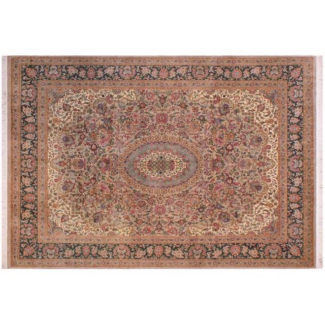 Gray Art Nouveau 1990's Pak-Persian Gray/Drk.green Wool Rug - 8'10'' X 12'5'' For Sale - Image 8 of 9