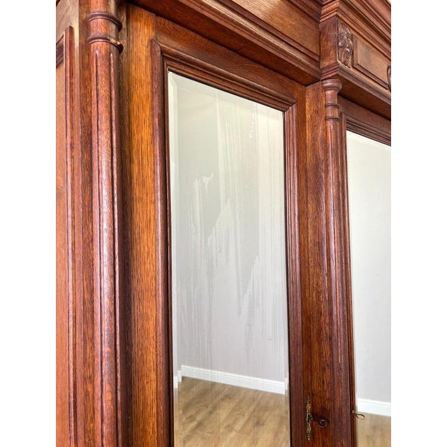 Antique French Carved Oak 3-Door Armoire For Sale - Image 12 of 18