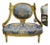 French Louis XV Blue Accent Chair With Gold Leaf For Sale
