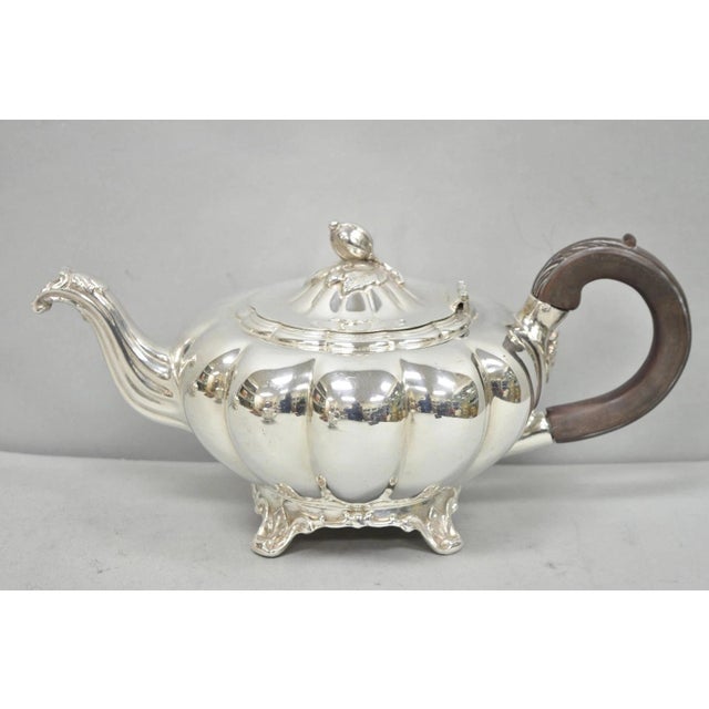 Antique 1881 Rogers 7377 Art Nouveau Silver Plated Tea Service Set - 3 Pcs. Set includes (1) teapot/coffee pot, (1)...