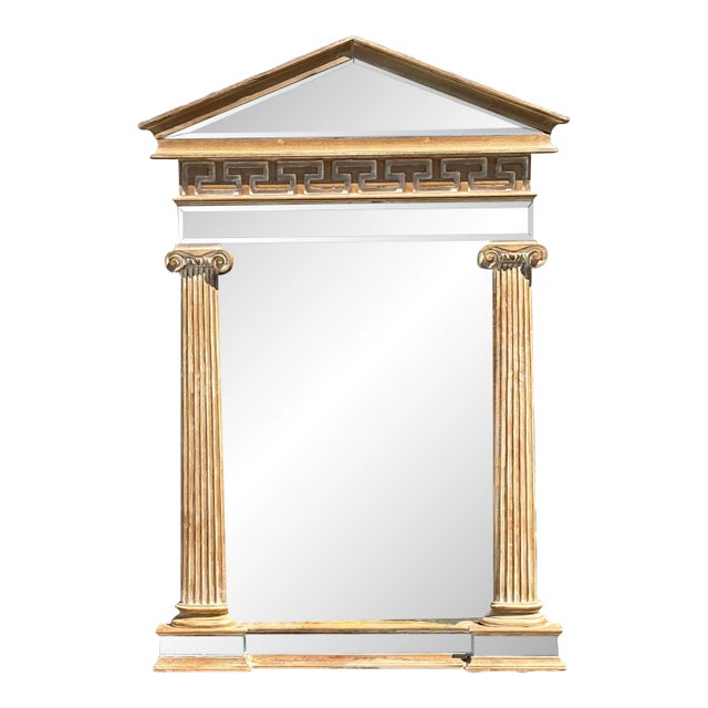 Vintage LaBarge Greek Key Pediment Mirror For Sale