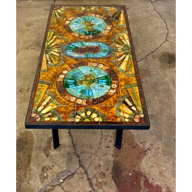 1960s Vintage XL Coffee Table by Knud Michel With Metal Frame and Tiles For Sale - Image 5 of 12