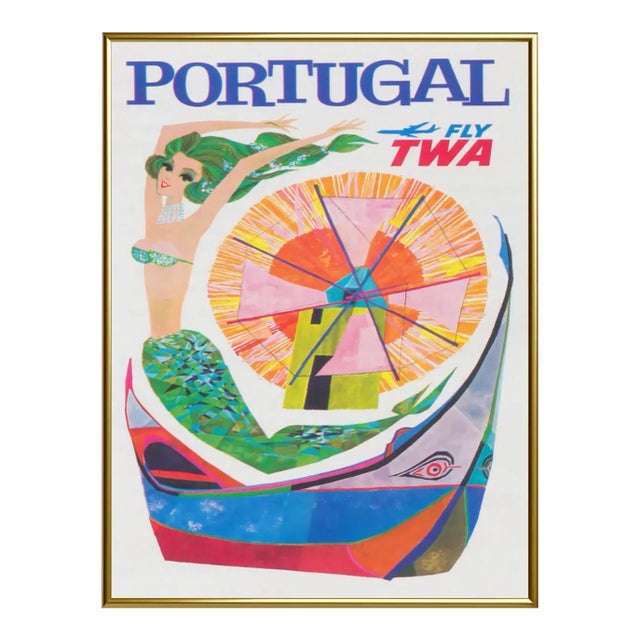 Portugal Airline Poster Giclee Print on Canvas Framed For Sale