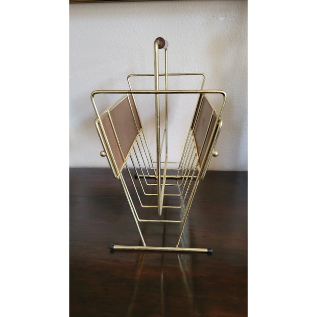 Mid 20th Century Brass Magazine Rack For Sale - Image 4 of 11