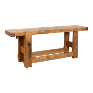 19th Century Rustic French Carpenter's Workbench Console Table For Sale
