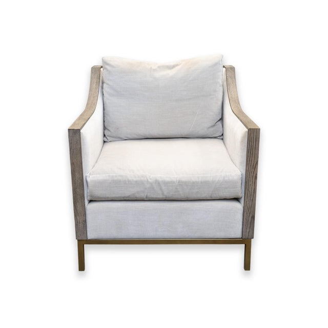 Century Furniture Pair of Century Furniture Monarch Wood Wrapped Contemporary Modern Armchairs For Sale - Image 4 of 12
