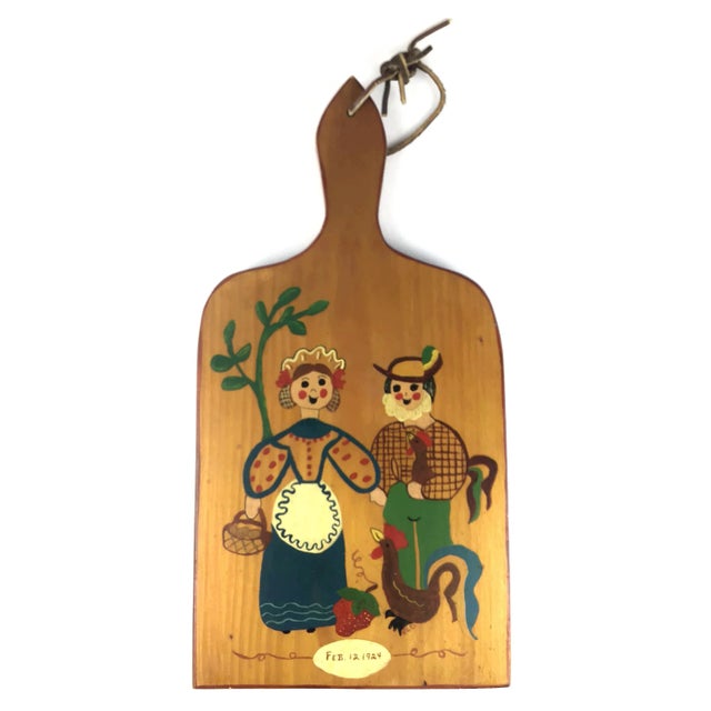 1920s 1924 Hand Painted Antique Wooden Cutting Board For Sale - Image 5 of 8
