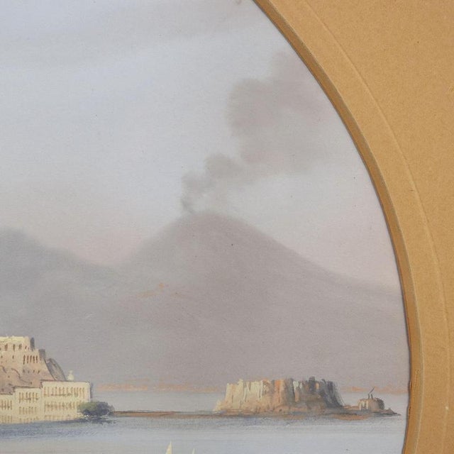 Paper View of Naples, Gouache on Cardboard, Framed For Sale - Image 7 of 12