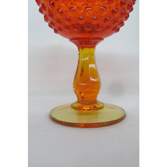 Fenton Amberina Hobnail Style Ruffled Pedestal Compote Candy Dish 4563b For Sale - Image 9 of 12