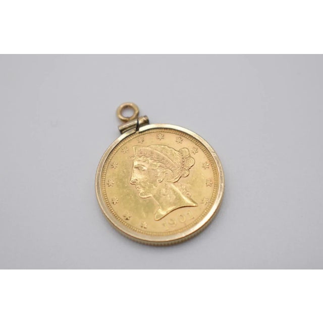 18k Gold 1901 Liberty Five Dollar Coin Pendant For Sale In Wichita - Image 6 of 9