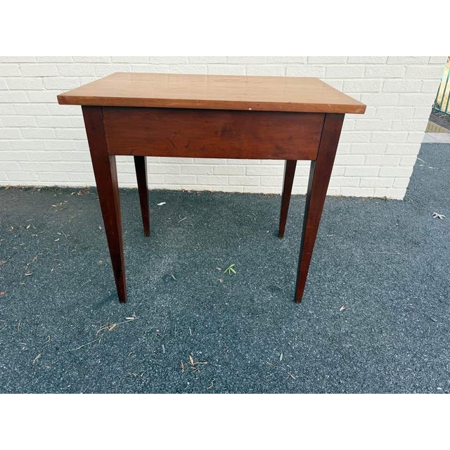 19th Century Antique Hepplewhite Style .Solid Cherry One Drawer Tavern Work -Side Table For Sale - Image 9 of 10