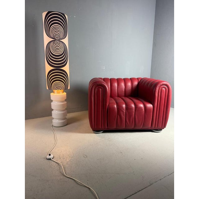 White Glass Floor Lamp with 3-Way Switch, Germany, 1970 For Sale - Image 3 of 16