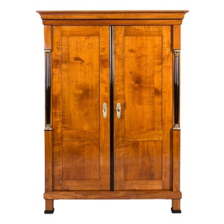 Biedermeier Wardrobe in Cherry Wood with Ebonized Columns For Sale